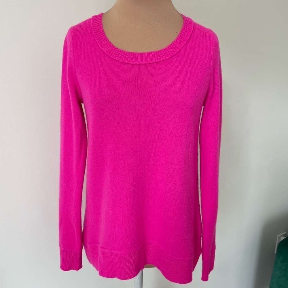 Diane Von Furstenberg DVF Kingston 100% Cashmere Hot Flamingo Pink Sweater Sz XS